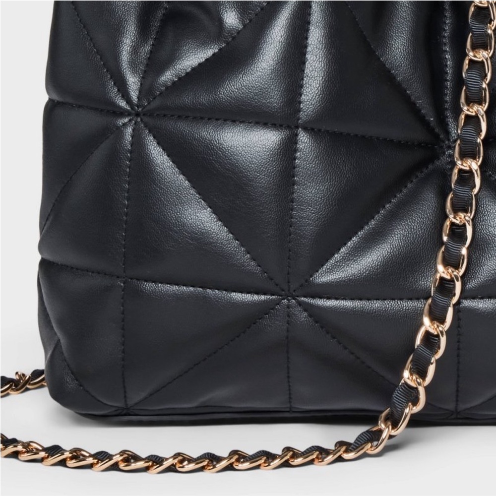 Black quilted bucket bag crossbody bag - Picture 4 of 12